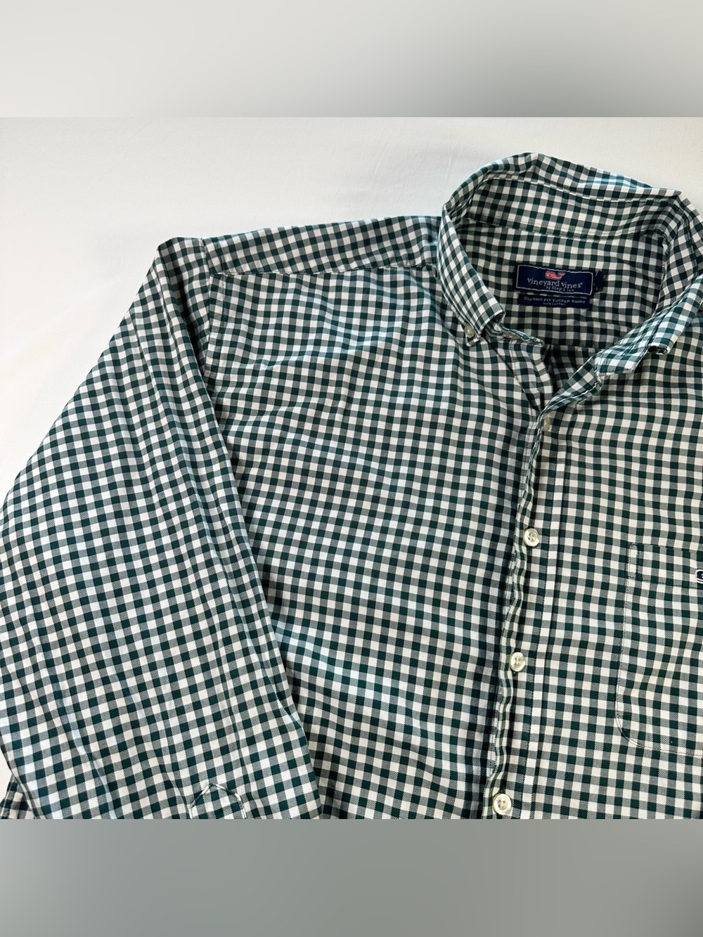 Vineyard Vines Tucker Shirt Mens L Green Gingham Classic Fit Cotton Button Down - Picture 3 of 13